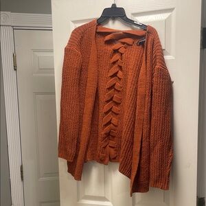 Women's Orange Knit Cardigan